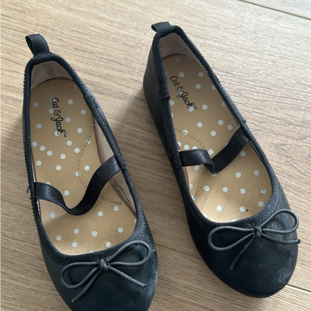 Cat & Jack Black Kids Dress Shoes with Bow